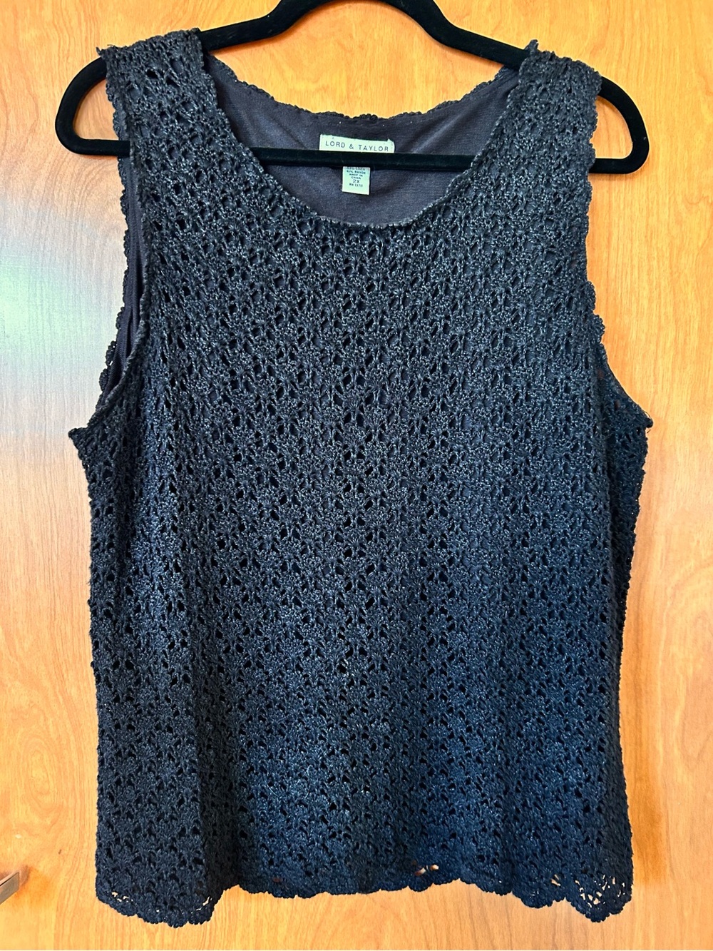 Vintage Lord & Taylor Linen Blend Lined Crochet Tank - Size XXL